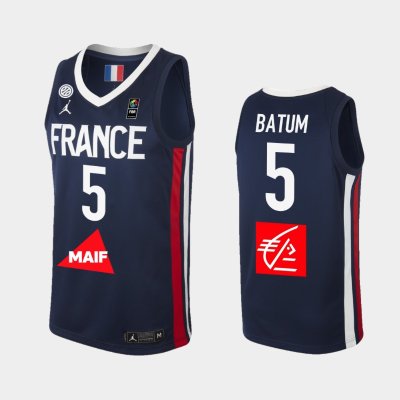France 2019 FIBA Baketball World Cup #5 Nicolas Batum Navy баскетбольная майка NBA
