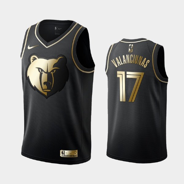 Memphis Grizzlies #17 Jonas Valanciunas Black Golden Logo баскетбольная майка NBA