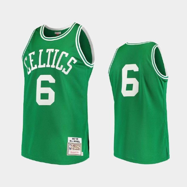 Boston Celtics #6 Bill Russell Kelly Green Hardwood Classics баскетбольная майка NBA