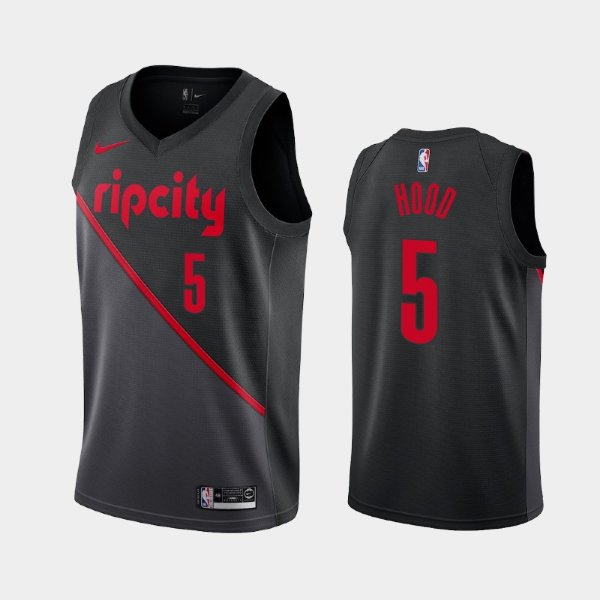 Portland Trail Blazers #5 Rodney Hood Black 18-19 City баскетбольная майка NBA