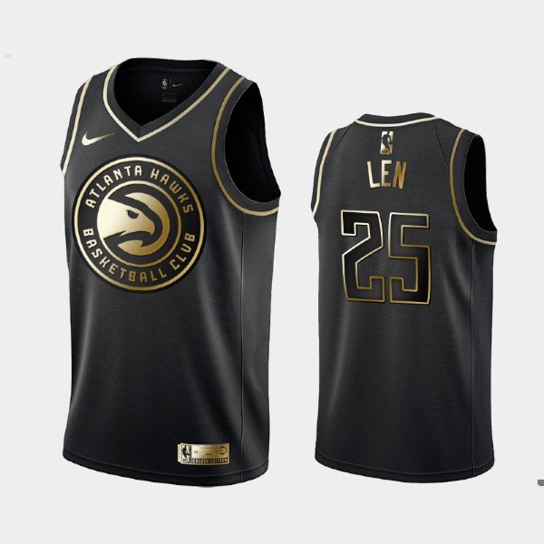 Atlanta Hawks #25 Alex Len Black Golden Logo баскетбольная майка NBA