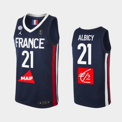 France 2019 FIBA Baketball World Cup #21 Andrew Albicy Navy баскетбольная майка NBA