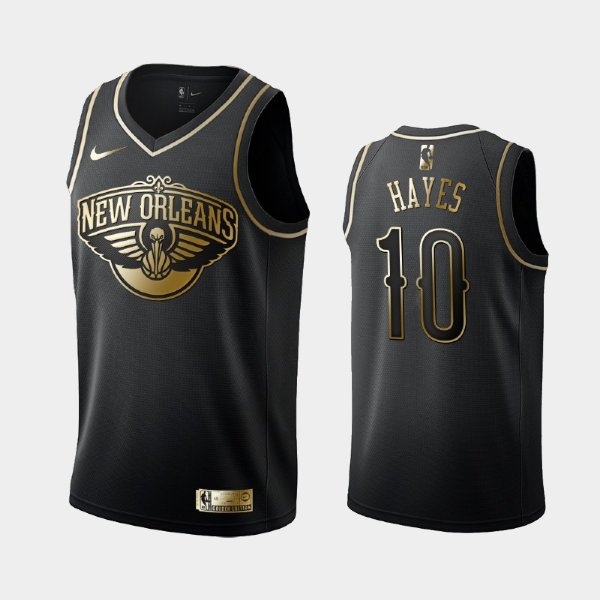 New Orleans Pelicans #10 Jaxson Hayes Black Golden Logo баскетбольная майка NBA