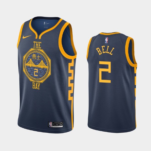 Golden State Warriors #2 Jordan Bell Navy 2018-19 City баскетбольная майка NBA