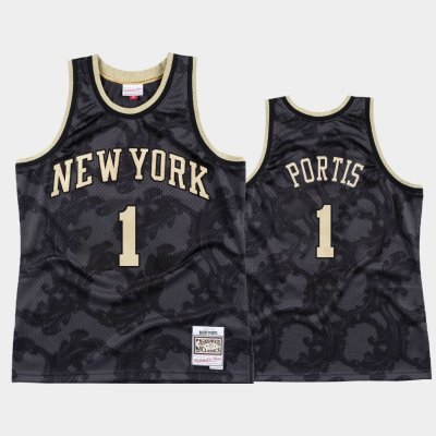 New York Knicks #1 Bobby Portis Black Toile Metallic Classic баскетбольная майка NBA