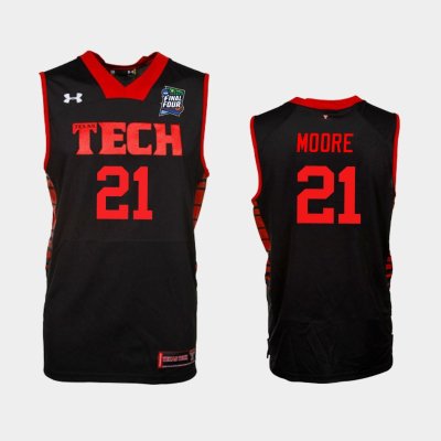 NCAA Texas Tech Red Raiders #21 Khavon Moore Black 2019 Final Four баскетбольная майка NBA
