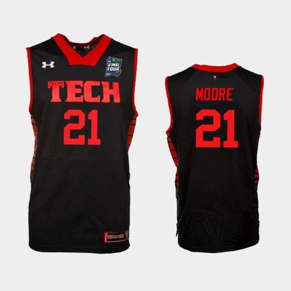 NCAA Texas Tech Red Raiders #21 Khavon Moore Black 2019 Final Four баскетбольная майка NBA