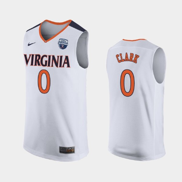 NCAA Virginia Cavaliers #0 Kihei Clark White 2019 Basketball Champions баскетбольная майка NBA
