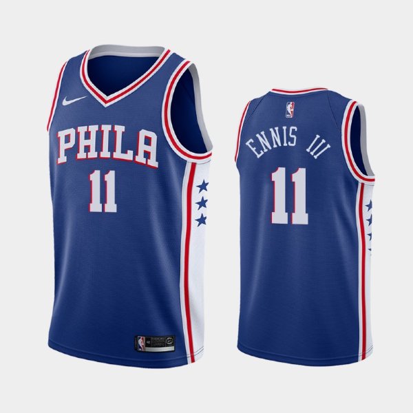 Philadelphia 76ers #11 James Ennis III Blue 2018-19 Icon баскетбольная майка NBA