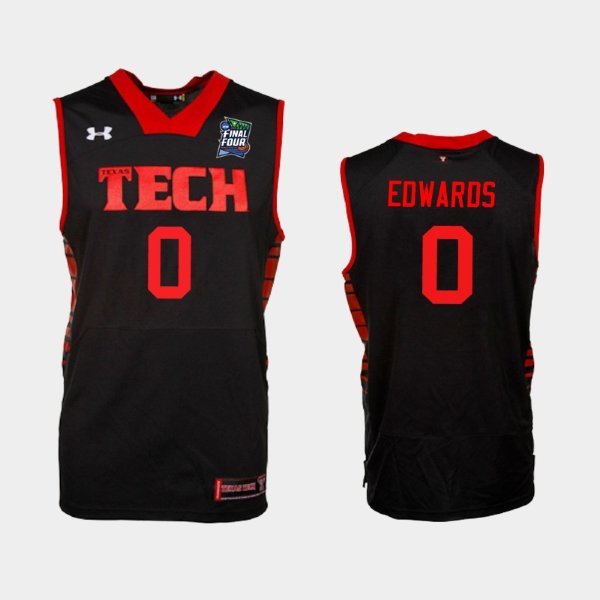 NCAA Texas Tech Red Raiders #0 Kyler Edwards Black 2019 Final Four баскетбольная майка NBA