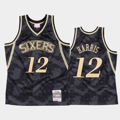 Philadelphia 76ers #12 Tobias Harris Black Toile Metallic Classic баскетбольная майка NBA
