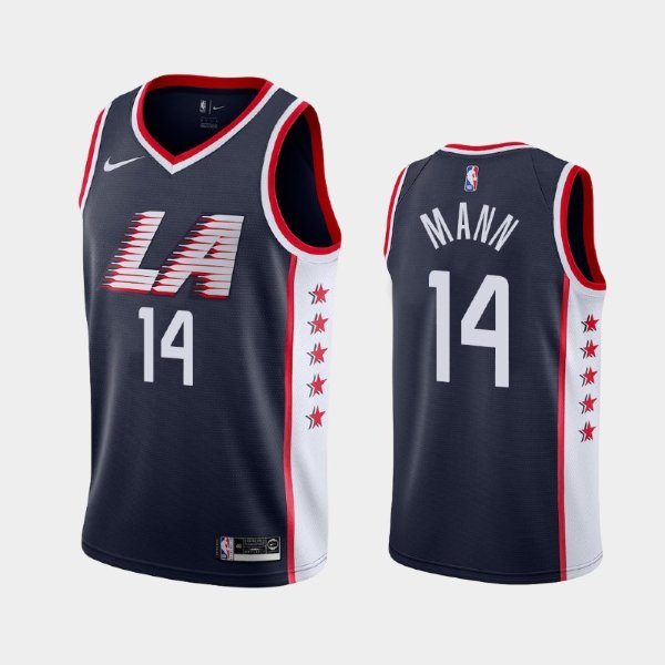 Los Angeles Clippers #14 Terance Mann Navy City баскетбольная майка NBA - 2019 NBA Draft
