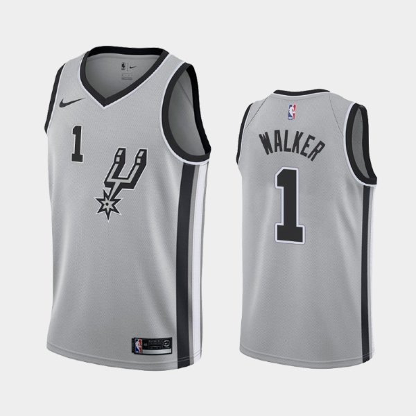 San Antonio Spurs Statement #1 Lonnie Walker Silver 2019 баскетбольная майка NBA
