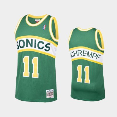 Seattle SuperSonics #11 Detlef Schrempf Green 1994-95 Hardwood Classics баскетбольная майка NBA