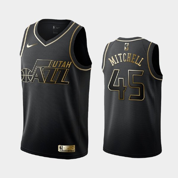 Utah Jazz #45 Donovan Mitchell Black Golden Logo баскетбольная майка NBA