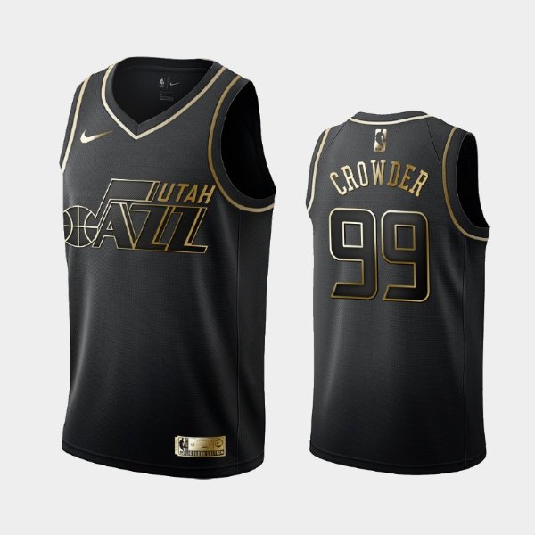 Utah Jazz #99 Jae Crowder Black Golden Logo баскетбольная майка NBA