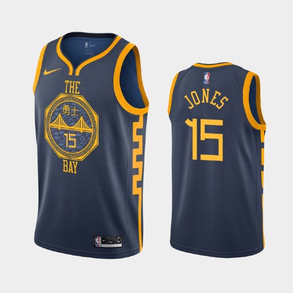 Golden State Warriors #15 Damian Jones Navy 2018-19 City баскетбольная майка NBA