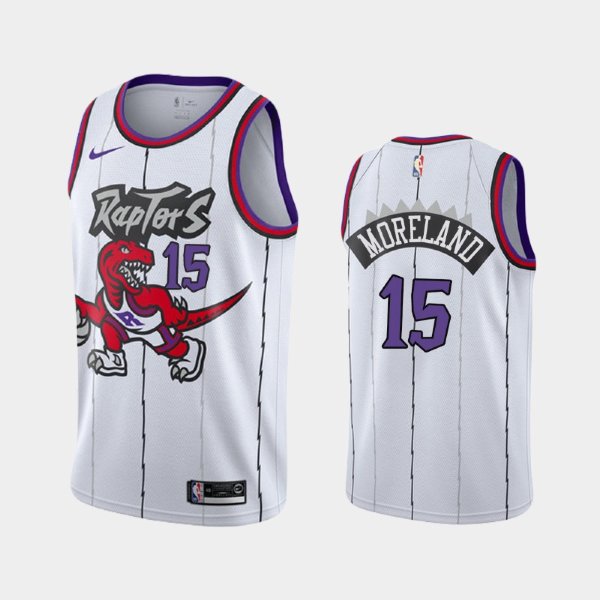 Toronto Raptors #15 Eric Moreland White Hardwood Classics баскетбольная майка NBA