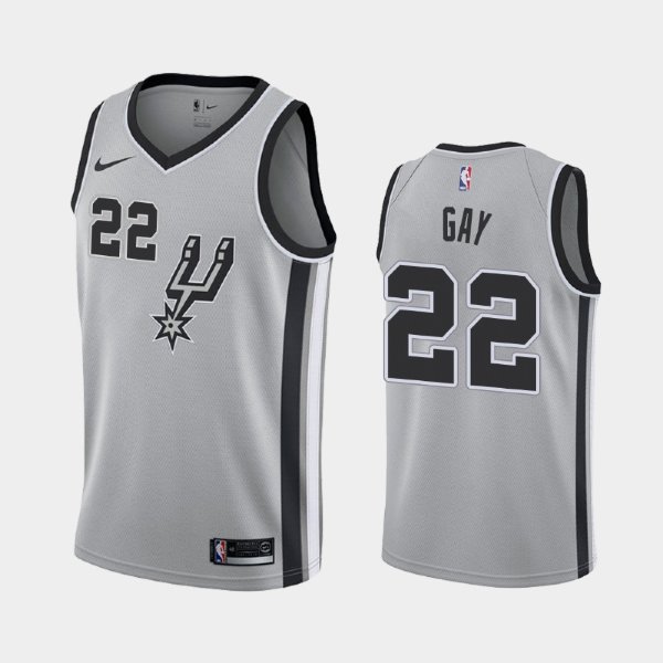 San Antonio Spurs Statement #22 Rudy Gay Silver 2019 баскетбольная майка NBA