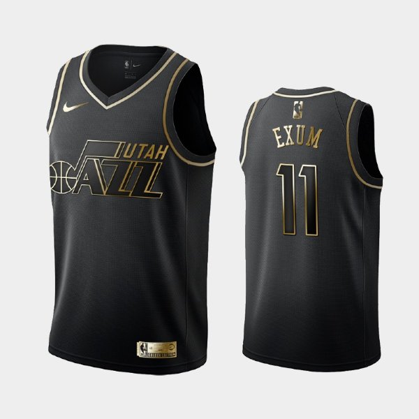 Utah Jazz #11 Dante Exum Black Golden Logo баскетбольная майка NBA