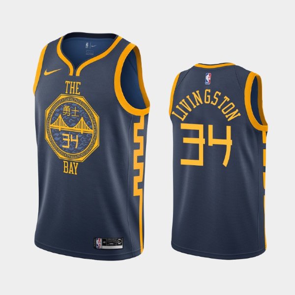 Golden State Warriors #34 Shaun Livingston Navy 2018-19 City баскетбольная майка NBA