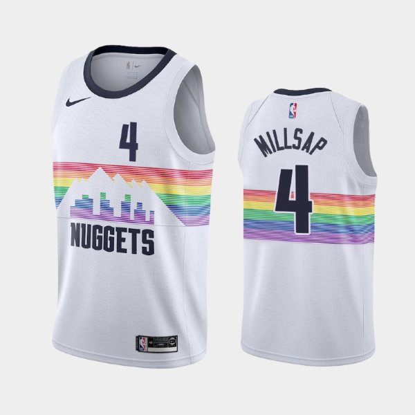 Denver Nuggets #4 Paul Millsap White 2018-19 City баскетбольная майка NBA