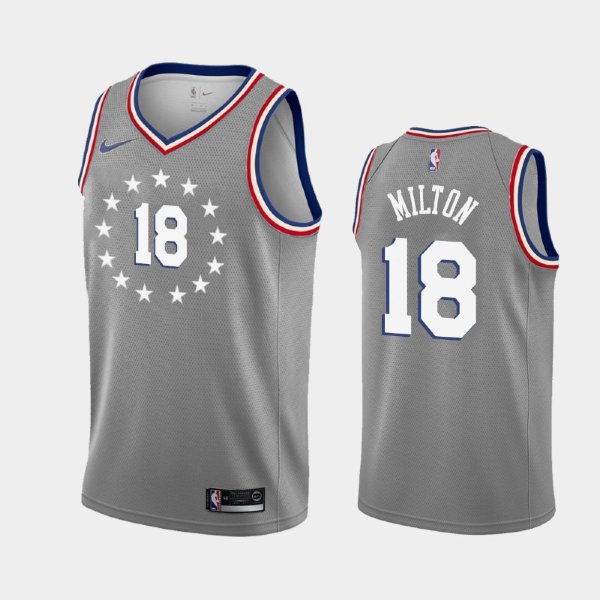 Philadelphia 76ers #18 Shake Milton Gray 2018-19 City баскетбольная майка NBA