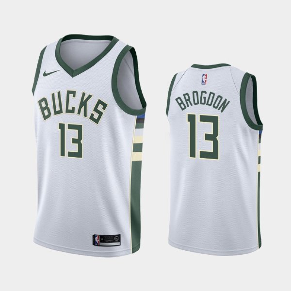 Milwaukee Bucks Association #13 Malcolm Brogdon White 2019 баскетбольная майка NBA
