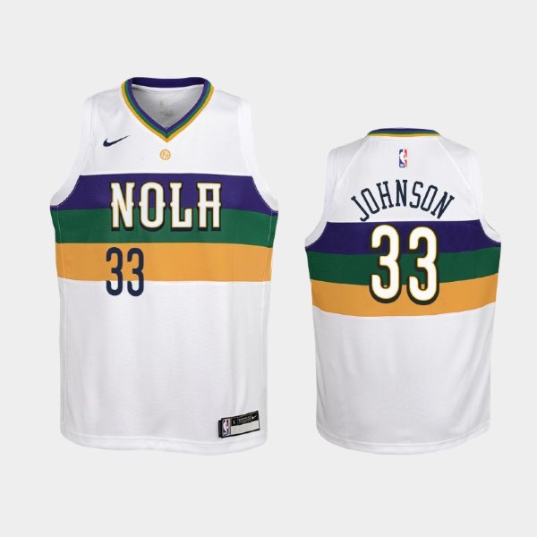 детская New Orleans Pelicans Wesley Johnson #33 White 2018-19 City баскетбольная майка NBA