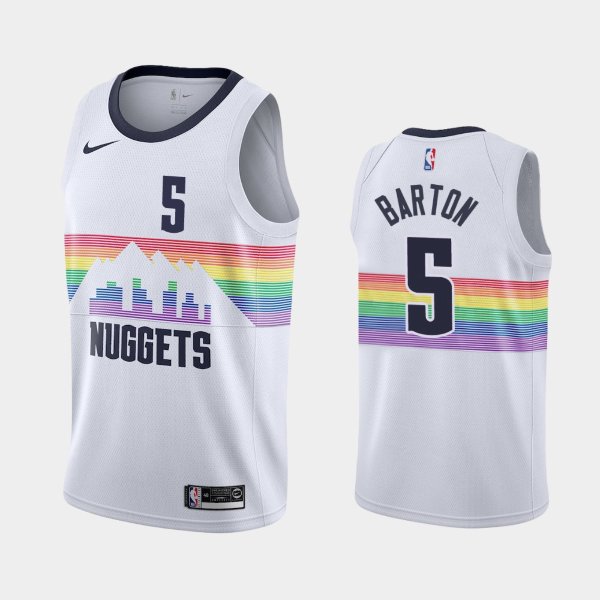Denver Nuggets #5 Will Barton White 2018-19 City баскетбольная майка NBA