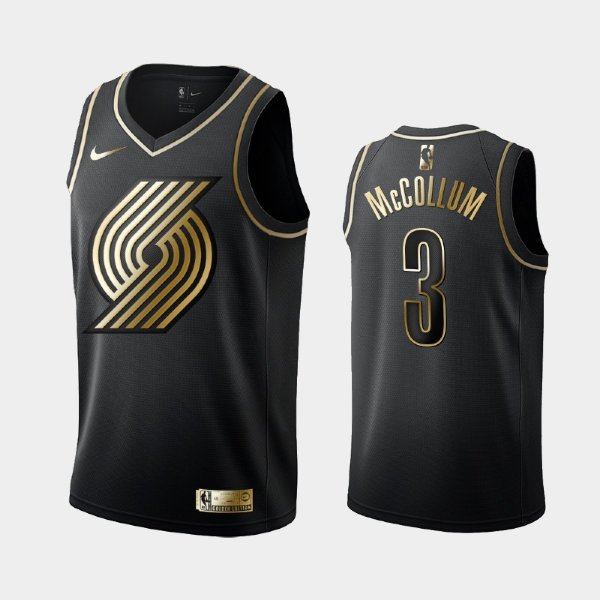 Portland Trail Blazers #3 C.J. McCollum Black Golden Logo баскетбольная майка NBA