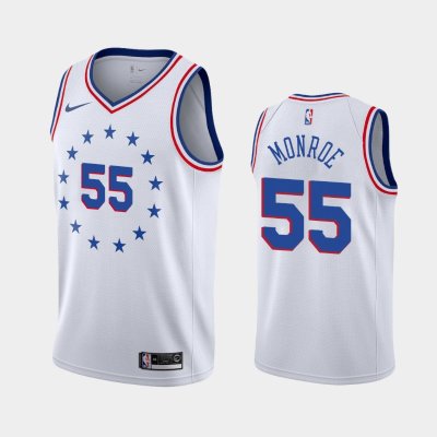 Philadelphia 76ers Earned #55 Greg Monroe White 2019 баскетбольная майка NBA