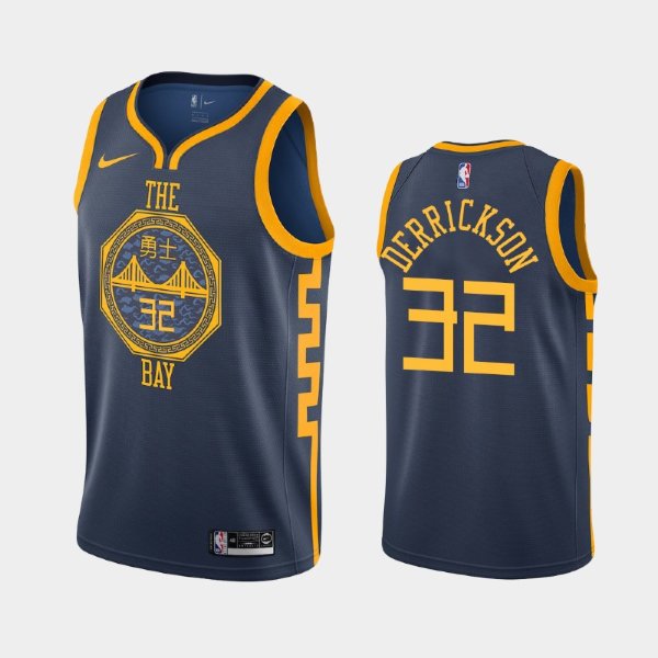 Golden State Warriors #32 Marcus Derrickson Navy 2018-19 City баскетбольная майка NBA