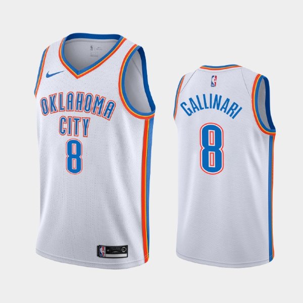 Oklahoma City Thunder #8 Danilo Gallinari White 2020 Association баскетбольная майка NBA