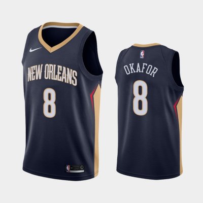 New Orleans Pelicans Icon #8 Jahlil Okafor Navy 2019 баскетбольная майка NBA