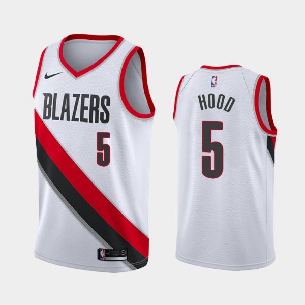 Portland Trail Blazers Association #5 Rodney Hood White 18-19 баскетбольная майка NBA