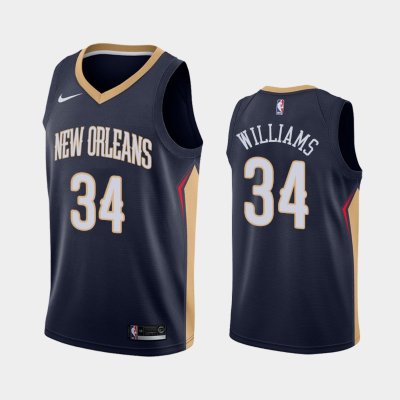 New Orleans Pelicans Icon #34 Kenrich Williams Navy 2019 баскетбольная майка NBA