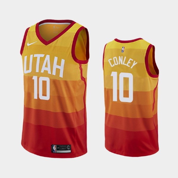 Utah Jazz Mike Conley #10 Orange 2019-20 City баскетбольная майка NBA