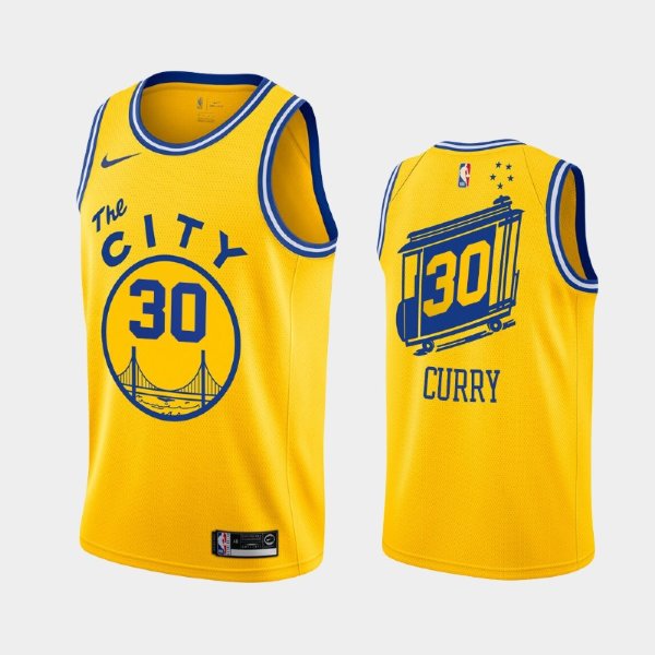 Golden State Warriors #30 Stephen Curry Gold 2019-20 Hardwood Classics баскетбольная майка NBA