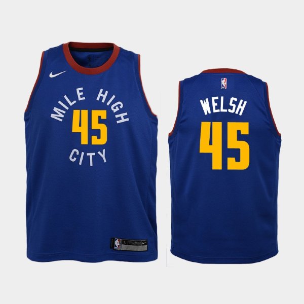 детская Denver Nuggets Thomas Welsh #45 Blue 2018-19 Statement баскетбольная майка NBA