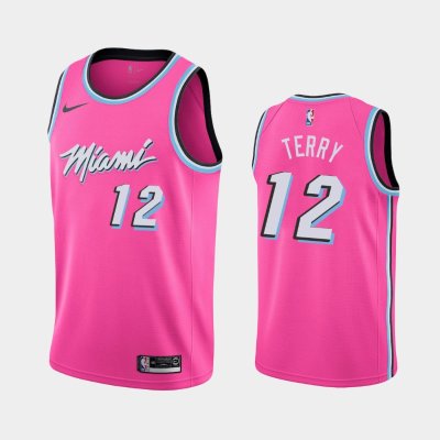 Miami Heat #12 Emanuel Terry Pink 2018-19 Earned баскетбольная майка NBA