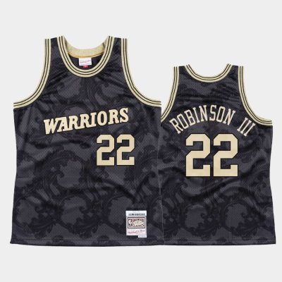 Golden State Warriors #22 Glenn Robinson III Black Toile Metallic Classic баскетбольная майка NBA