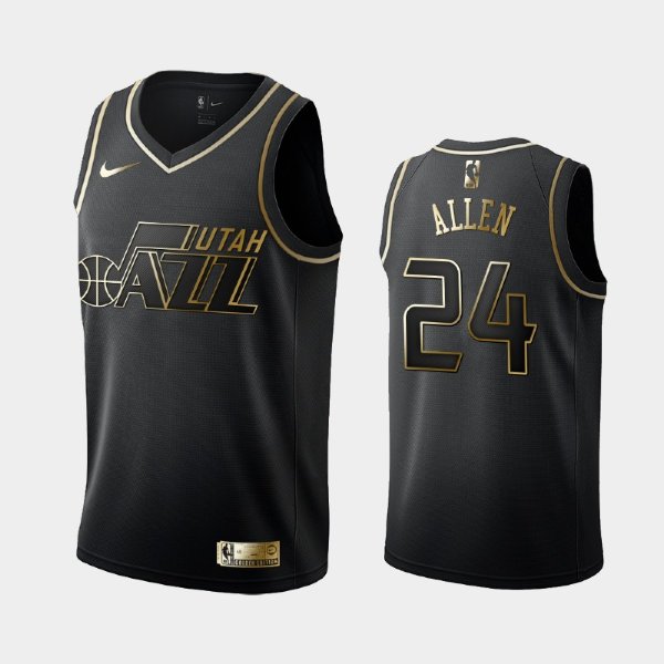 Utah Jazz #24 Grayson Allen Black Golden Logo баскетбольная майка NBA