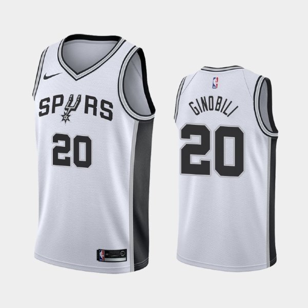 San Antonio Spurs #20 Manu Ginobili White 2018 Association баскетбольная майка NBA