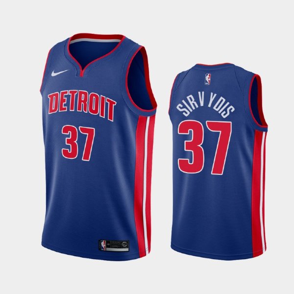 Detroit Pistons #37 Deividas Sirvydis Blue Icon баскетбольная майка NBA - 2019 NBA Draft