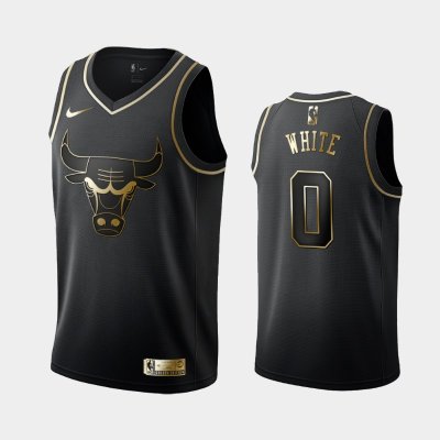 Chicago Bulls #0 Coby White Black Golden Logo баскетбольная майка NBA