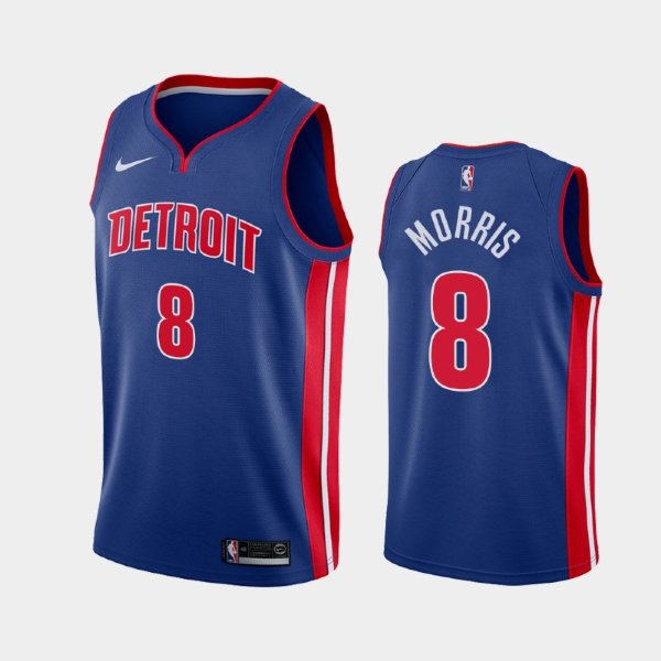 Detroit Pistons Markieff Morris #8 Blue 2019-20 Icon баскетбольная майка NBA