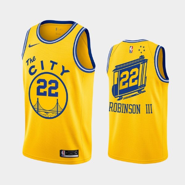 Golden State Warriors #22 Glenn Robinson III Gold 2019-20 Hardwood Classics баскетбольная майка NBA