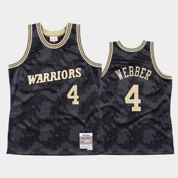 Golden State Warriors #4 Chris Webber Black Toile Metallic Classic баскетбольная майка NBA