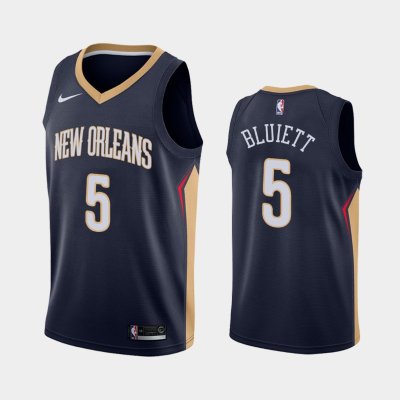 New Orleans Pelicans Icon #5 Trevon Bluiett Navy 2019 баскетбольная майка NBA